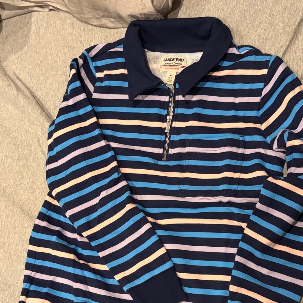 Lands' End Womens Striped serious sweatshirt - Blue and Purple size M